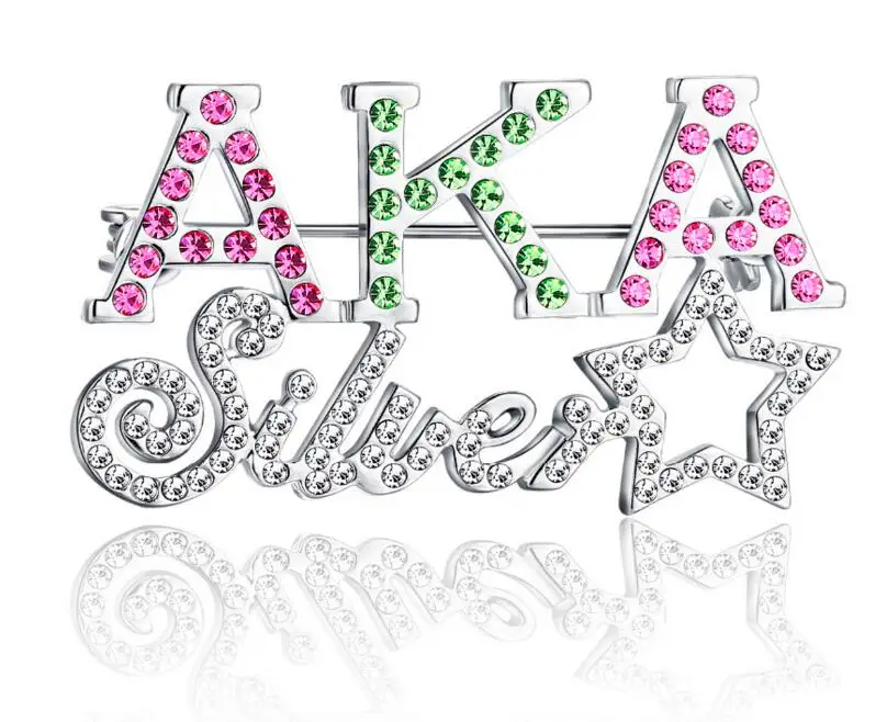 

Drop shipping Topvesko AKA silver star Word Lape Pins Great Gift for AKA sorority Members
