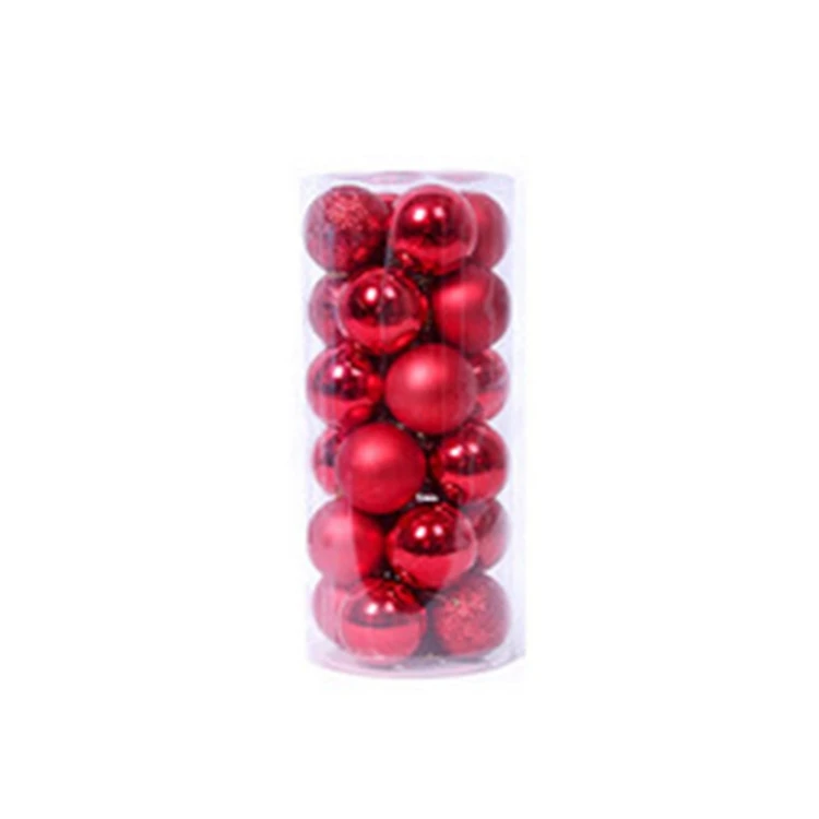 YORIWOO 24pcs/lot 3cm Merry Christmas Tree Balls Decoration Party Hanging Ornament Christmas Baubles Pendant Xmas New Year Gifts - Цвет: Red