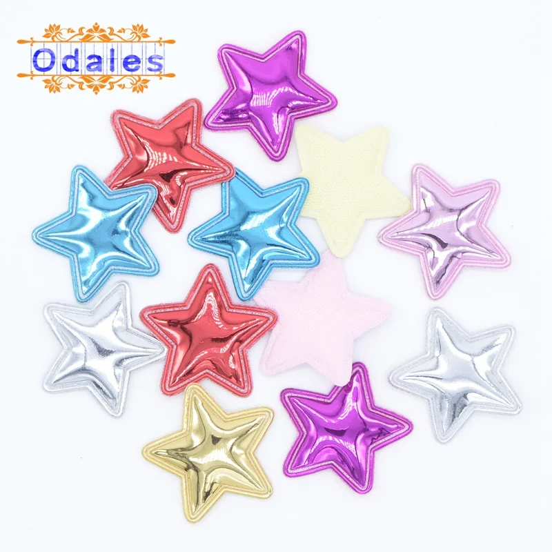 

100Pcs/lots Shiny PU Star Applique Shape Padded Patches DIY Headwear Accessories Hair Clips Scrapbooking Stickers H21