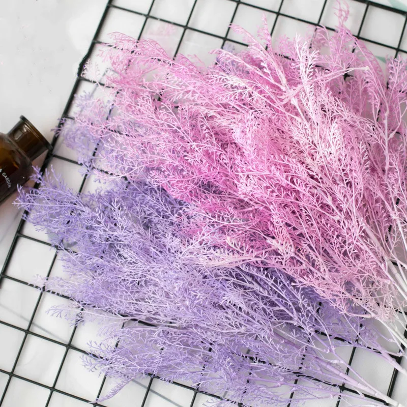 

2019 Artificial Plants 1pc Plastic Flowers Bouquets Colorful For Home Decoration Wedding Accessories Simulation Grass Leaves