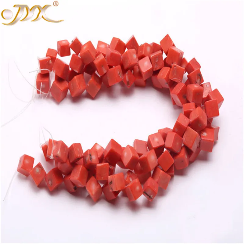 

JYX 1 String Wholesale 12x12mm Cubic Orange Sponge Coral Beads Loose String Loose beads gemstone For DIY bracelet Necklace 16