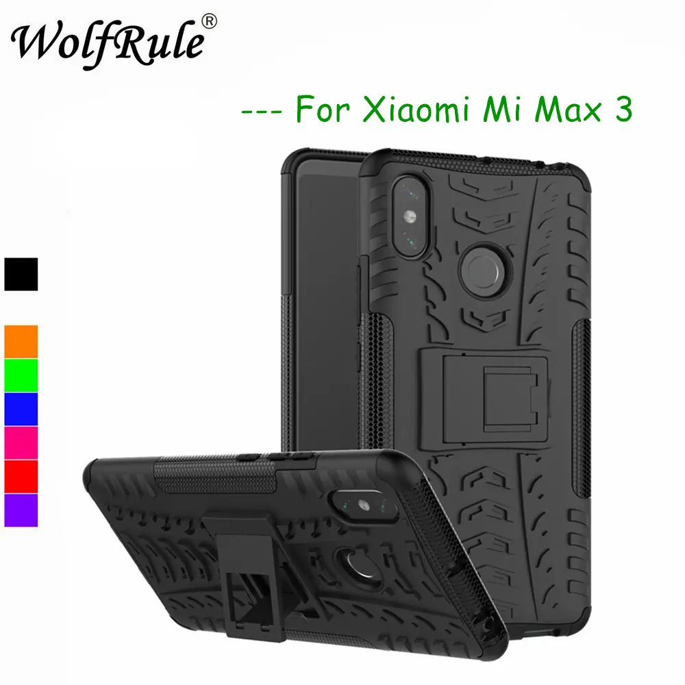 

WolfRule Xiaomi Mi Max 3 Cases Xiaomi Mi Max 3 Cover Dual Layer Armor Back Case Xiomi Mi Max 3 Fundas Holder Stand Shells 6.9"