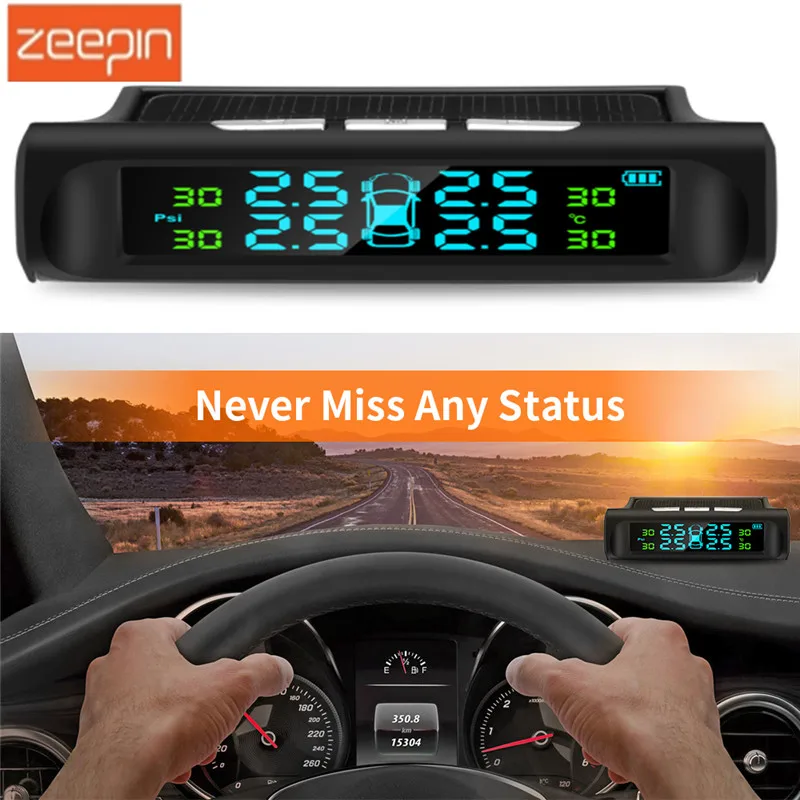 

TPMS ZEEPIN C240 Tire Pressure Monitoring System Solar 433.92MHz Waterproof IP67 Tire Pressure Alarm with 4 External Sensors Hot