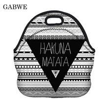 GABWE Hakuna azteca estampado vintage portátil bolsas térmicas aislantes Bolsa de almuerzo para mujeres Bolsa de Comida Neopreno