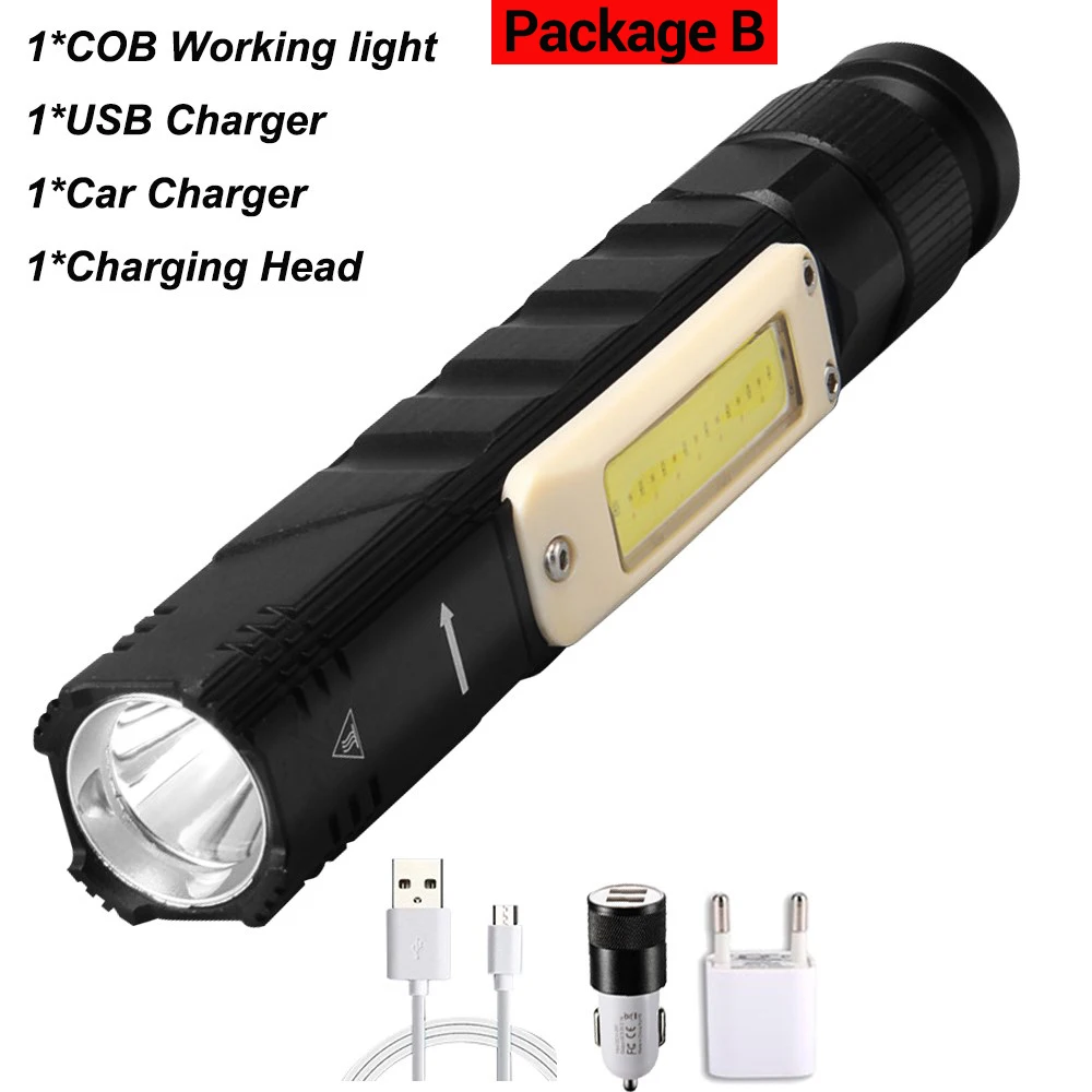 Многофункциональный светодиодный светильник-вспышка вращающийся COB рабочий светильник USB Перезаряжаемый светодиодный фонарь с сильным магнитом подходит для нескольких сцен - Испускаемый цвет: Package B