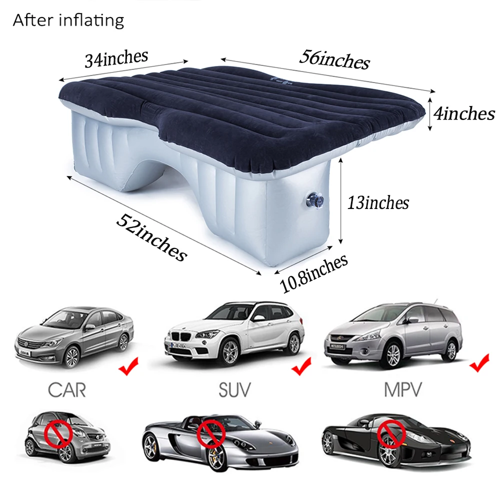 Надувная автомобильная кровать для путешествий надувной матрас для кемпинга на открытом воздухе многофункциональное заднее сиденье стекающаяся тканевая крышка с воздушным насосом две подушки