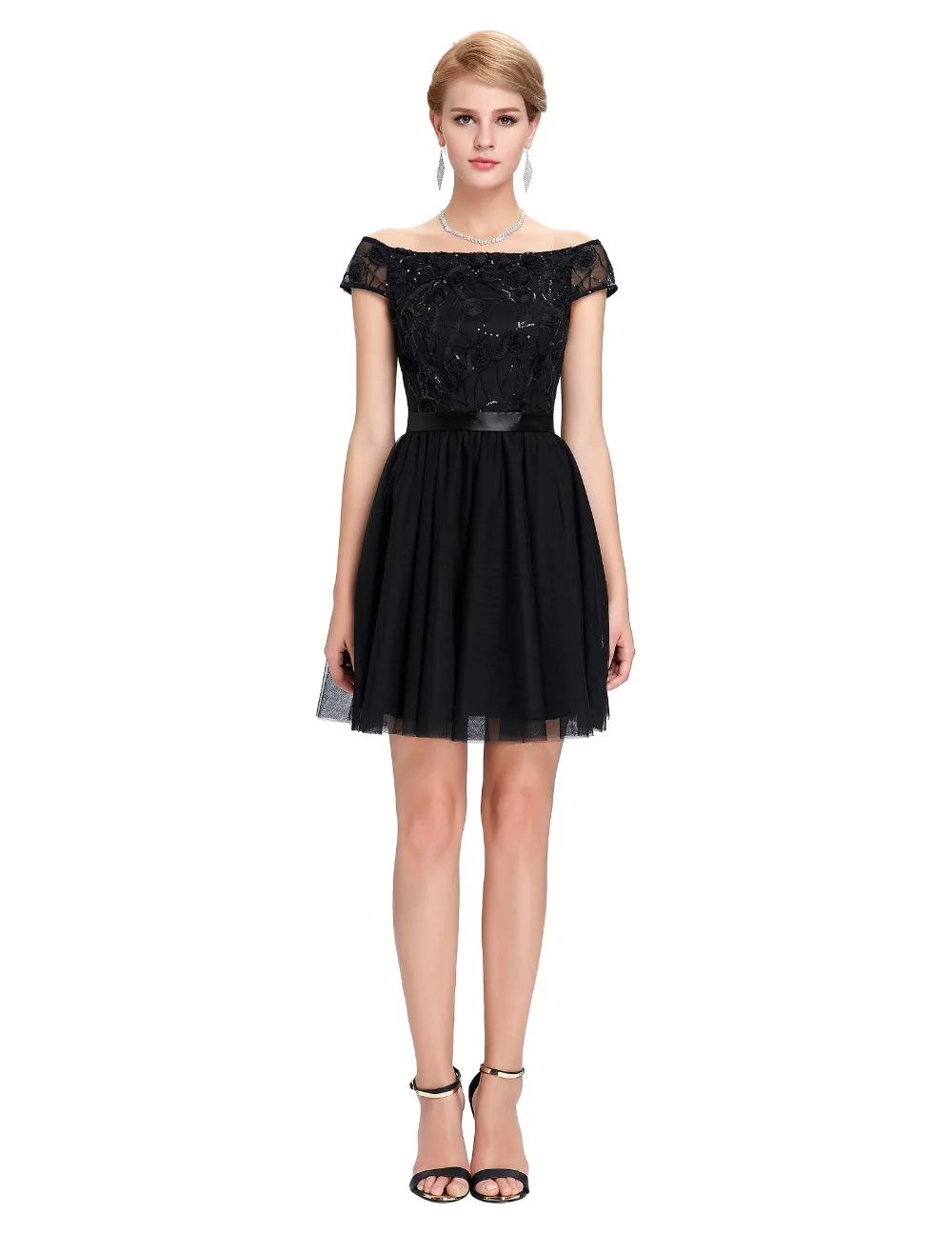 Aliexpress.com : Buy Sexy Off Shoulder Short Black Evening Dress ...
