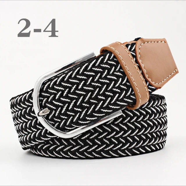 ZLD 60 Colors Female Casual Knitted Pin Buckle Men Belt Woven Canvas Elastic Expandable Braided Stretch Belts For Women Jeans 52