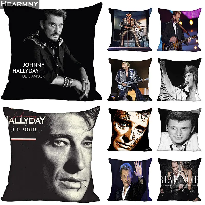 New Arrival Johnny Hallyday Pillow Cover Bedroom Home Office Decorative Pillowcase Square Zipper Pillow cases Satin