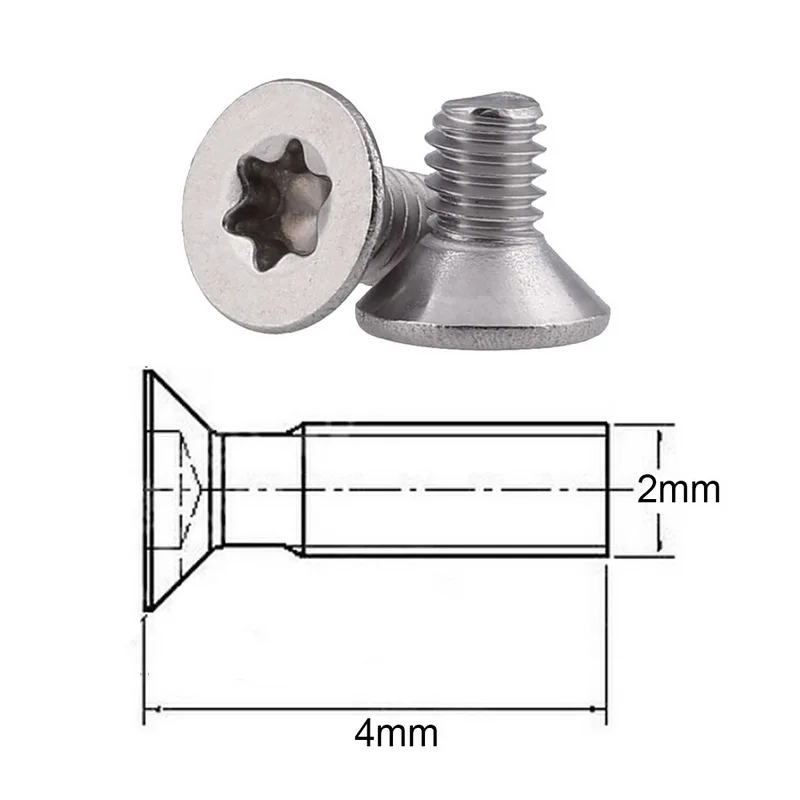 50 шт. торкс шурупы M2 M2.5 M3 M4 3-30 мм нержавеющая сталь 304 винт с потайной головкой и внутренним шестигранником винт плоский болт с головкой бытовой инструмент