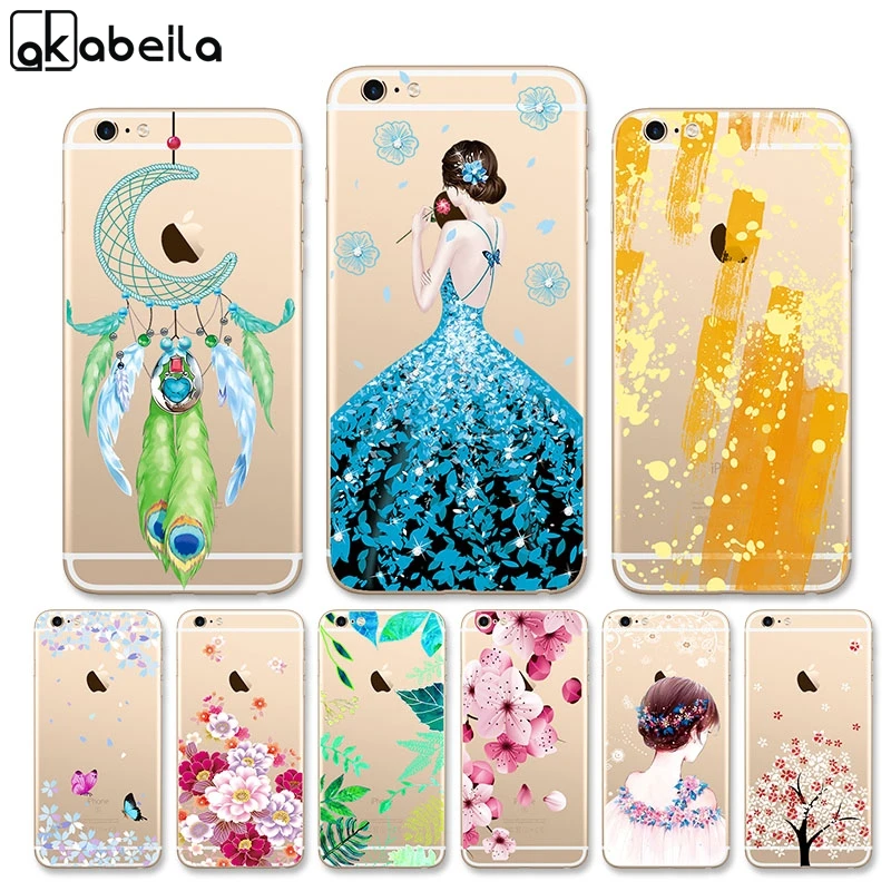 Case For iphone 6s plus iphone Case Silicone Printing Ultra-Thin Transparent Soft TPU Cell Phone Cases For iPhone 6S Cover