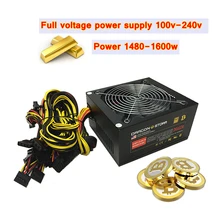 ASIC mining rig source 1600W PC power unit ETH BTC miner ATX 12V 124A server power supply Full voltage 100-240v psu 6 video card