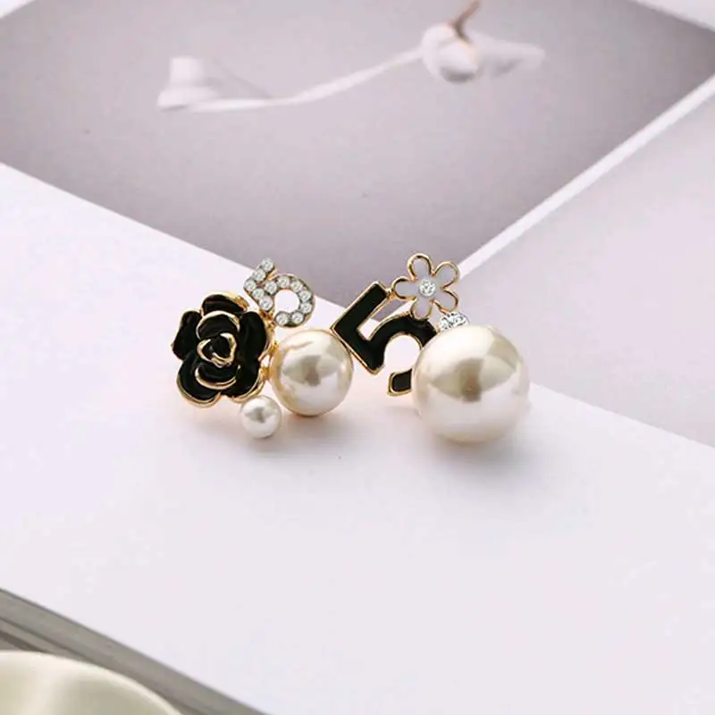 Длинные серьги подвеска на цепочке Pearl Number 5 от известного бренда дизайнерские