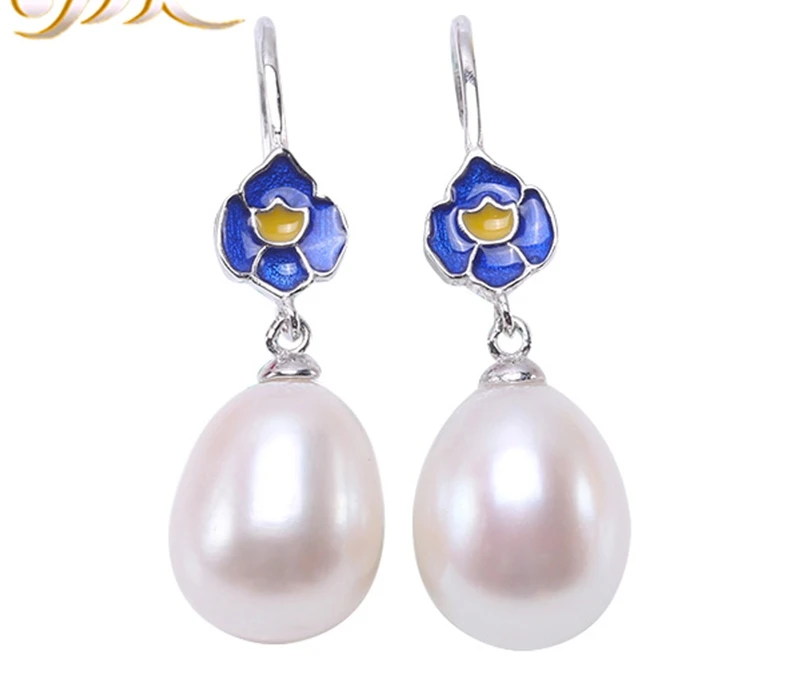 

Lotus Fun 925 Sterling Silver Earrings Blue Oval Real Freshwater Pearl Drop Earring Jewelrypalace 925(10*12mm White Pearls)