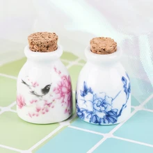 Mini seramik cam Dappen bulaşık kase fincan ahşap kapaklı akrilik sıvı Glitter toz şişesi 2.5*3.4cm