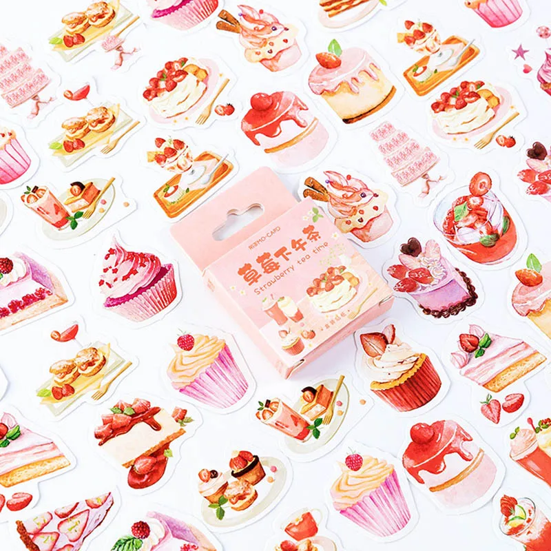 

46Pcs Kawaii Strawberry Stickers Cute Stationery Stickers Bullet Journal Paper Sticker For Kids DIY Scrapbooking Diary Albums