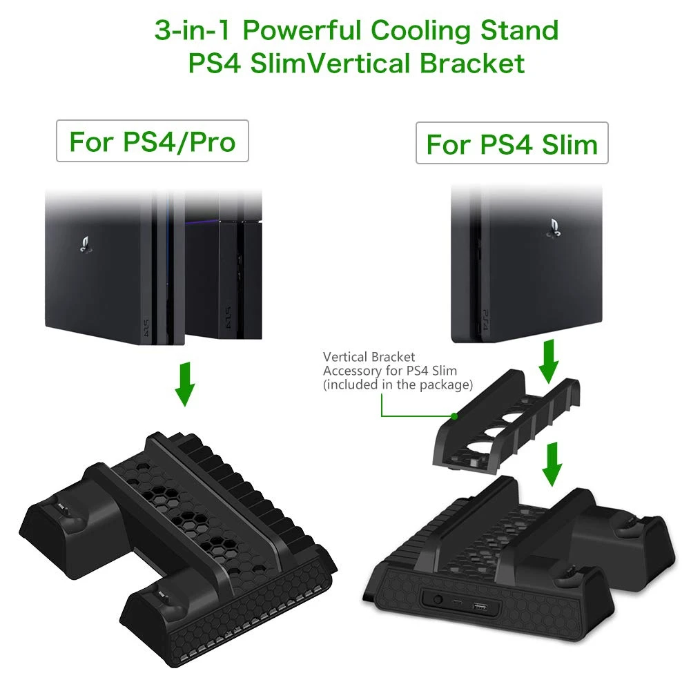 Зарядное устройство PS4/PS4 Slim/PS4 Pro двойной контроллер зарядное устройство консоль вертикальная охлаждающая подставка зарядная станция Док-станция для SONY Playstation 4