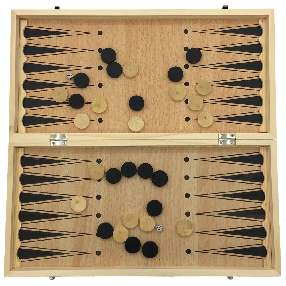 

Large Pieces Chess & Checkers & Backgammon 3 in 1 Chess Sets For Kids Travel Games Without Magnetic Board Size 38.5 cm x 38.5 cm