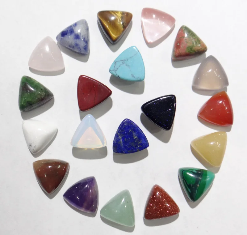 

12 PCS 2019 New Natural Quartz crystal malachite Stones Cabochon beads 10*10mm Triangle Shape No Hole for DIY jewelry making