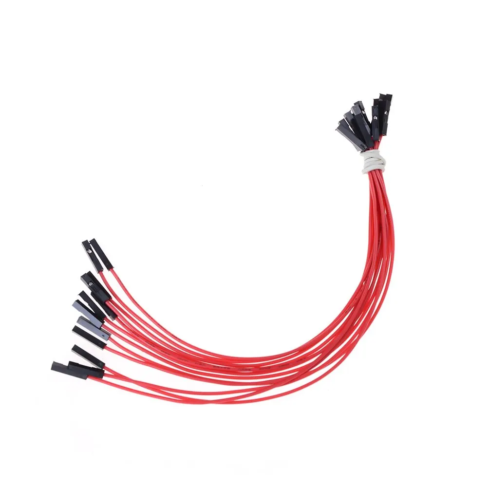 20 см 10 шт./лот Dupont кабель 20 см мягкий силиконовый провод 24AWG 1Pin женский перемычка высокого качества - Цвет: Красный