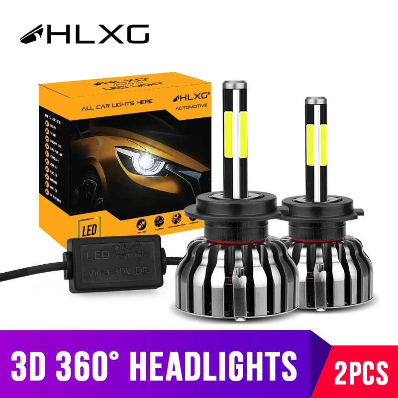Hlxg 3D 360 градусов 4 стороны 12000LM H4 светодиодный H7 H11 HB3 HB4 H1 H27 880 881 фар автомобиля