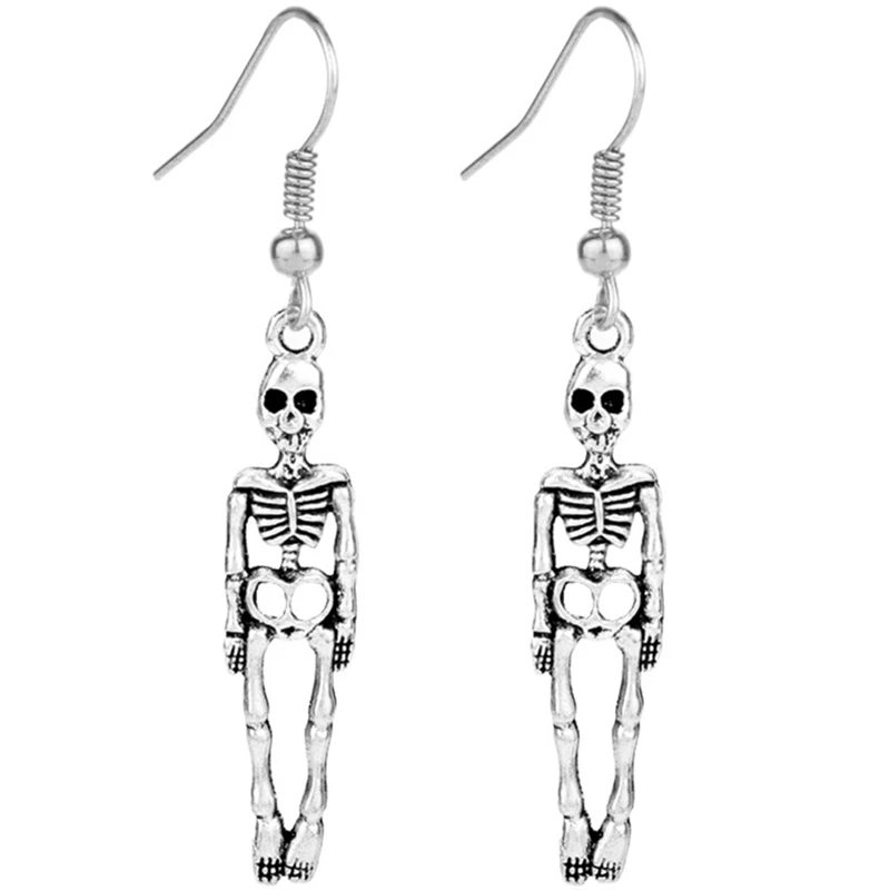 

Hot Fashion Skeleton Skull Stud Earrings Biker Jewelry Wholesale Antique Vintage Punk Earrings For Women Gift Halloween Earrings