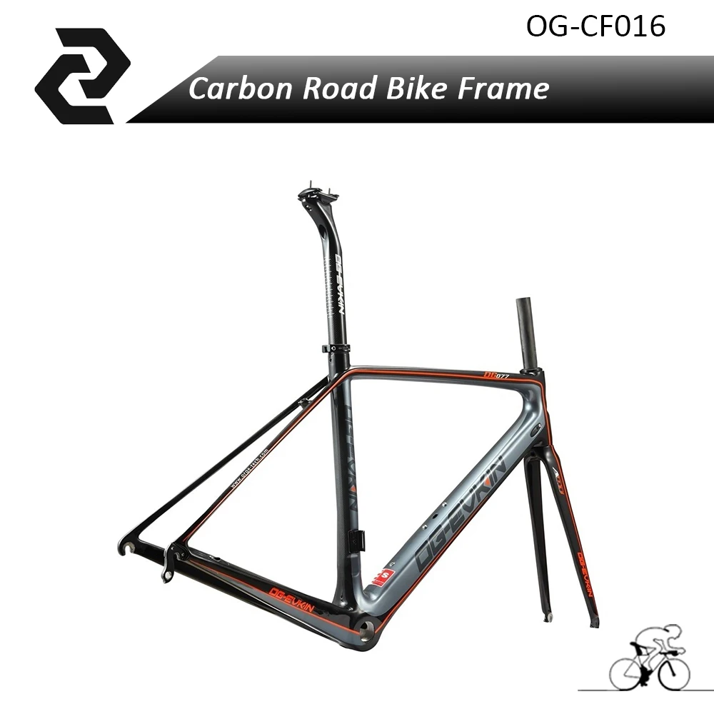 Chinese OG-EVKIN Cool Orange Carbon Fiber Road Bike Frame Di2 3K Glossy BSA/PF30 Light Weight Sport Cycling Bicycle Frame Parts inova sts bike light orange