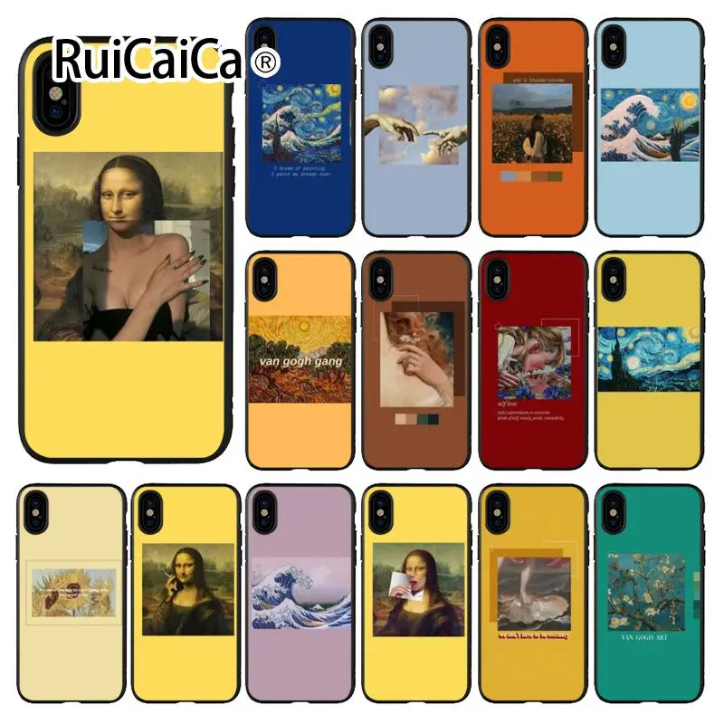 Чехол для телефона Ruicaica Great art aestic van Gogh Mona Lisa из ТПУ черного цвета iPhone 8 7 6 6S Plus 5 5S SE XR
