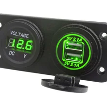 Мотоцикл морской 4.2A+ зеленый диафрагма Dual USB+ 12 В светодиодный цифровой вольтметр Панель