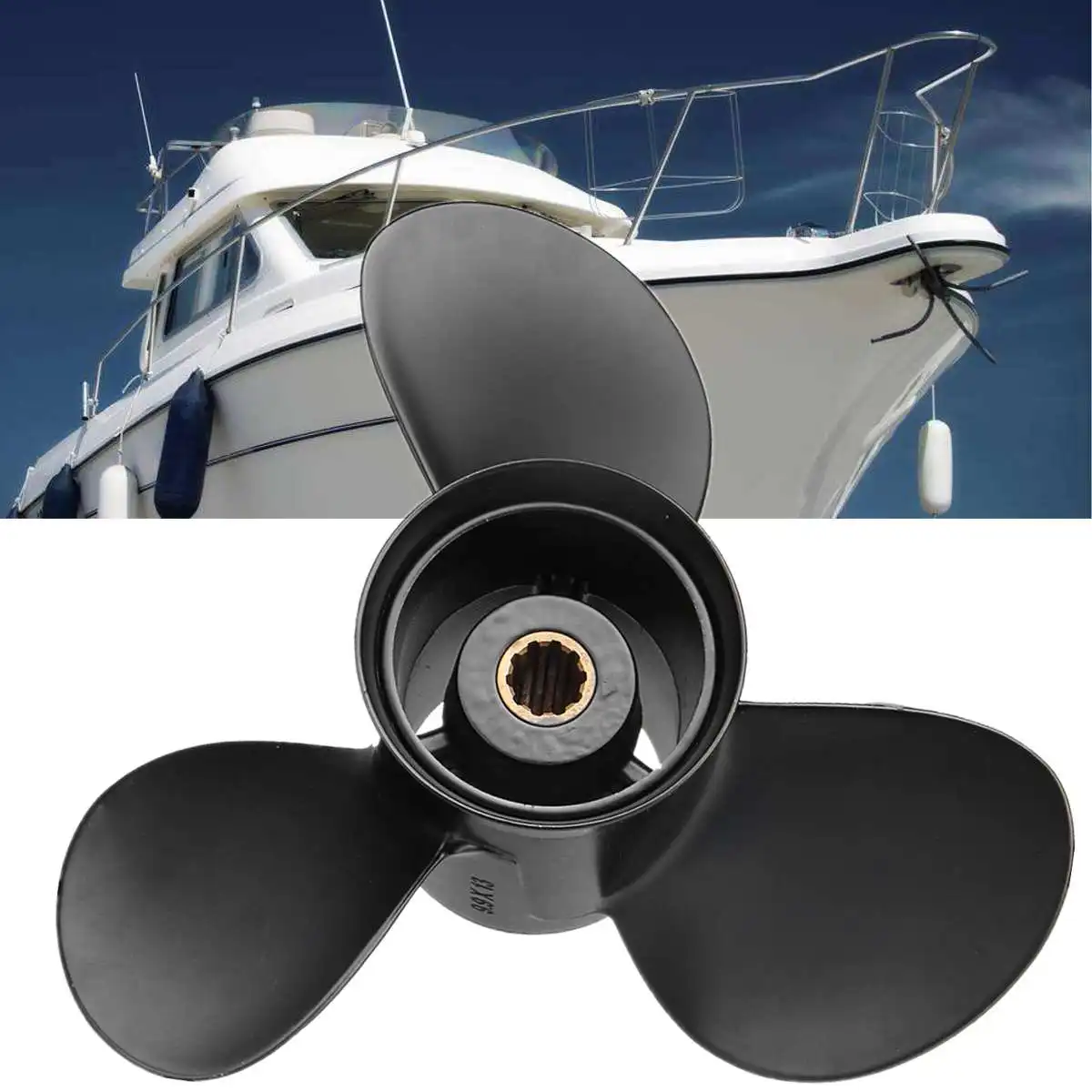 

346-64104-5/3R0B645270 Outboard Propeller for Tohatsu Mariner for Mercury for Nissan 25-30HP 10 Spline Tooths Aluminium Alloy