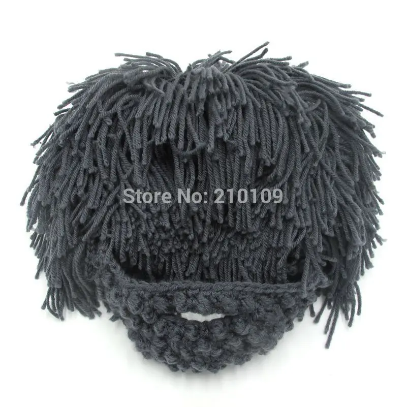 Mr. Kooky 30 шт./лот парик борода шапки Хобо пещерный человек ручной работы теплые зимние шапки для мужчин женщин Хэллоуин Подарки Забавные вечерние шапочки - Цвет: Gray Color