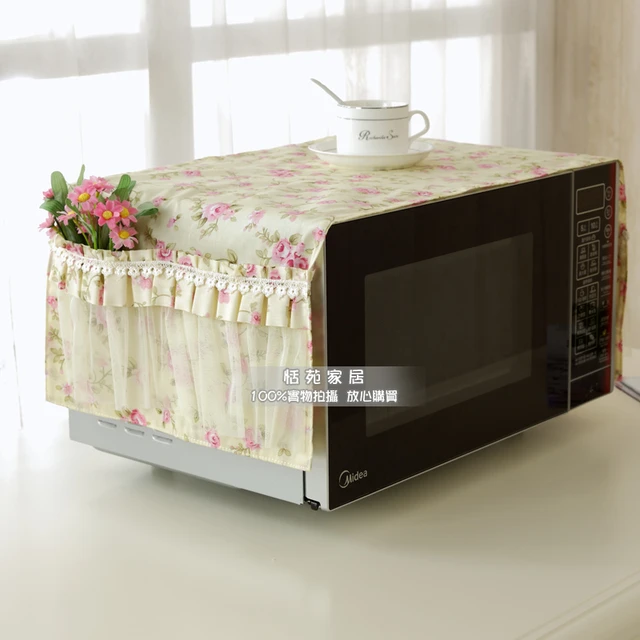 1pc Fabric Microwave Oven Cover, Modern Bee & Flower Pattern Microwave  Splatter Cover For Home