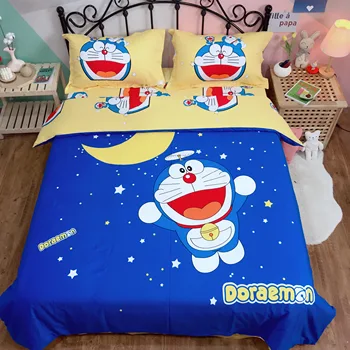 

Fashion Cartoon cat 3d Home Bedding Set Doraemon Kids Bedroom Cotton Bed Linen 3/4pcs twin queen king Duvet Cover Bed Sheet