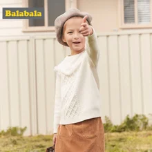 Balabala/свитер с воланом для маленьких девочек; пуловер с бахромой для девочек; свитер с косичками и трикотажной резинкой на воротнике; манжеты и подол
