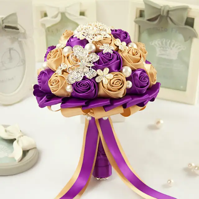 Dorigine De Haute Qualité En Or Champagne Bouquet De Mariée