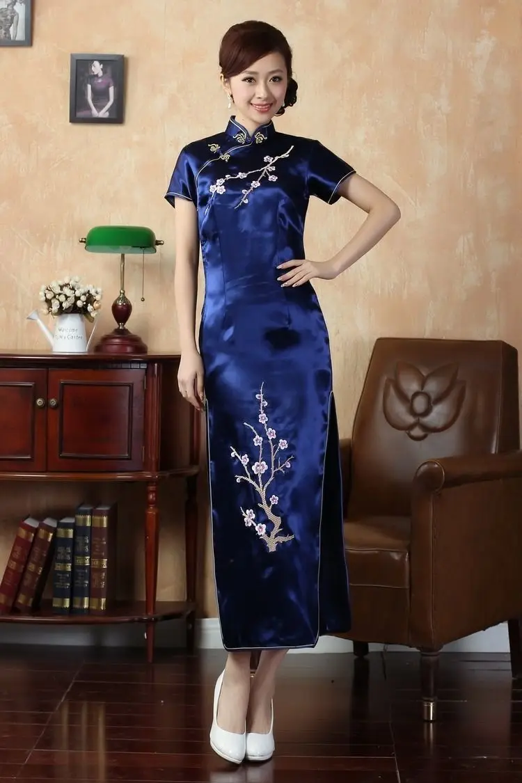 Модное платье в китайском традиционном стиле Cheongsam Женская Вышивка клубов вечернее китайское платье-Ципао S M L XL 2XL 3XL