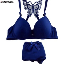 Женский сексуальный бюстгальтер с застежкой спереди кружевной пуш-ап бюстгальтер+ трусики нижнее белье 32B-36B