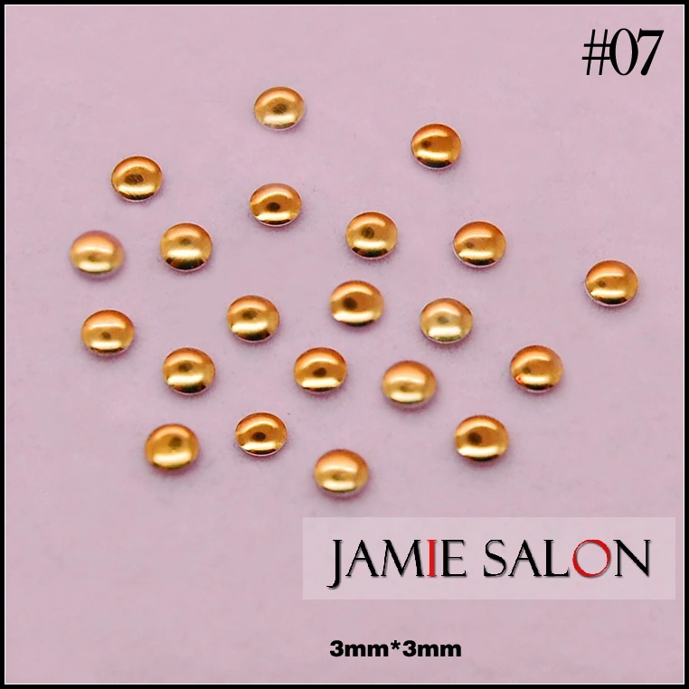 3D Gold Round Nail Art Decoration Rhinestone Metallic Studs 2 packs / lot Free Shipping #CS07 | Красота и здоровье