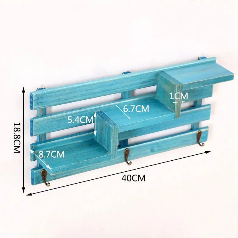 Кухонное, деревянное настенный стеллаж для хранения Настенный кронштейн подвесной цветочный горшок стойка держатель современный уникальный домашний декор для гостиной porta chave - Цвет: Blue