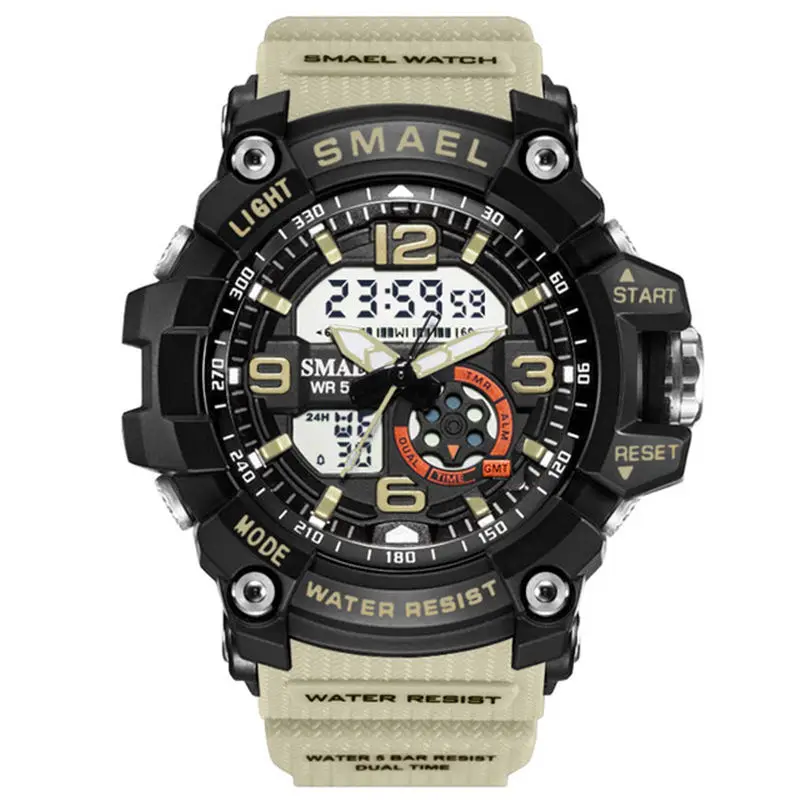 SMAEL новые модные женские спортивные цифровые часы мужские водонепроницаемые военные детские Студенческие часы женские кварцевые часы Relogio Feminino - Цвет: kahki