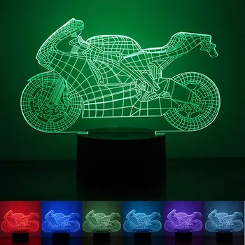 

3D Printed Motorcycle dream color night lamp, USB power supply led creative night light, bedroom table lights night lighting