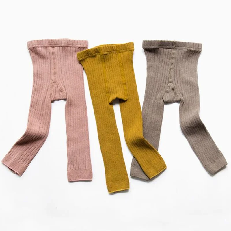 Хлопковые трикотажные штаны для малышей обтягивающие леггинсы для маленьких девочек Теплые детские штаны до щиколотки весенне-Осенняя детская одежда От 0 до 5 лет