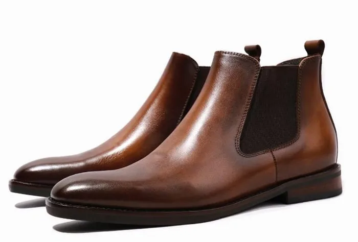 Autumn Winter Italy Retro Square Toe Solid Patchwork Boots Casual Men Business Ankle Slip-on Increased Shoes | Обувь