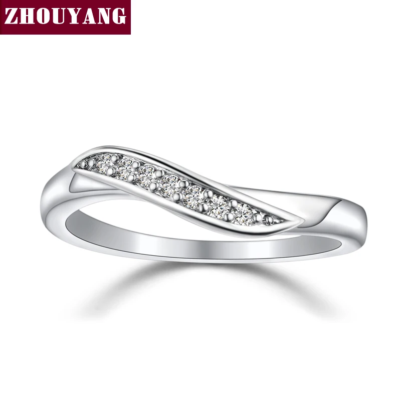 Классическое 7 каменное серебряное кольцо с кубическим цирконием, обручальное кольцо для женщин и мужчин, полный размер ZYR527