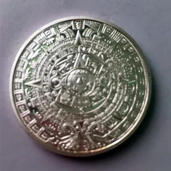 

10 pcs The Mayan Aztec long count calendar religion mysterious silver plated souvenir 40 mm decoration coin