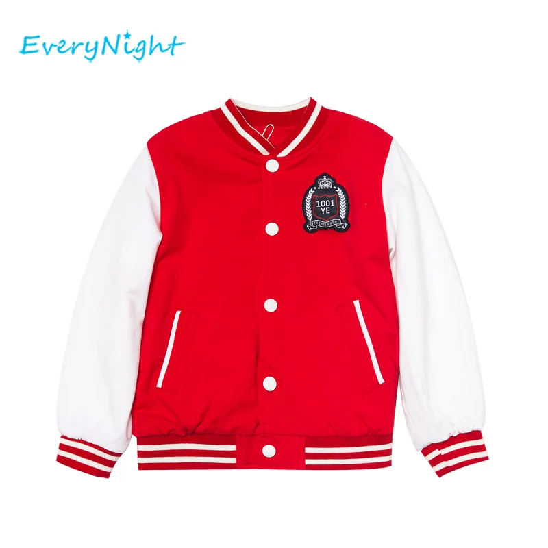 

Every Night Kid Boy's Jacket Spring Bomber Jacket Printed Letter Outwear Baseball Clothing 2017 New Spring Autumn Windbreaker