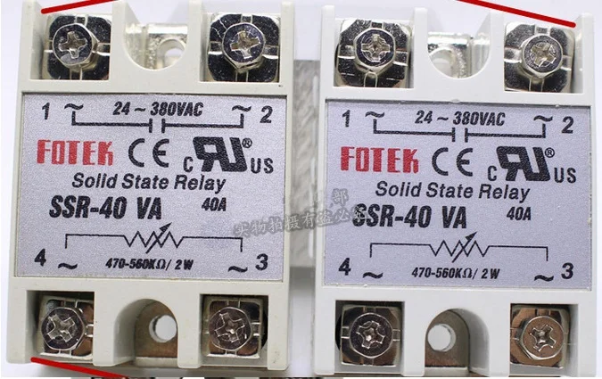 Бесплатная доставка 2 шт твердотельные реле SSR-40VA 40A 470-560k ohm до 24-380V AC SSR 40VA