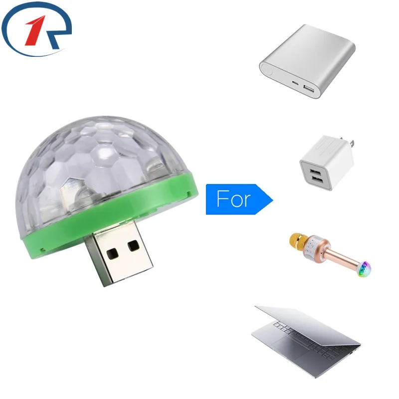 ZjRight USB мини многоцветные светодиодные фонари микрофон банк питания компьютер мобильный телефон Звук управление Музыка волшебный шар неоновое освещение