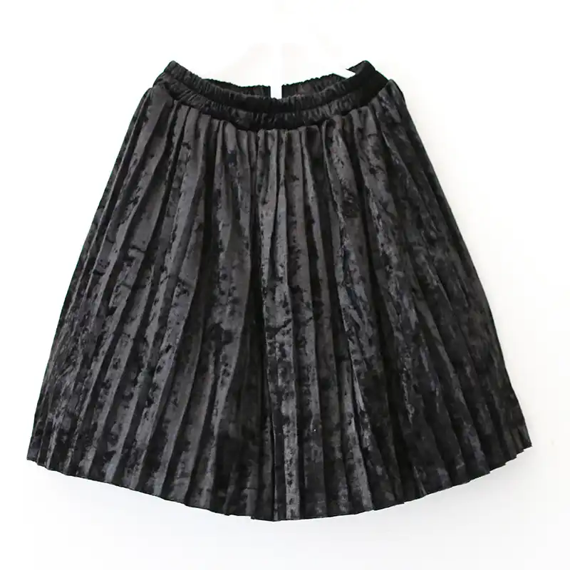 crushed velvet pleated skirt