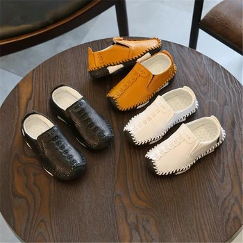 

New Arrival Spring Autumn Children Loafers High quality Soft Casual leather shoes Boys Girls Slip-On Flats Baby Boat shoes 02B